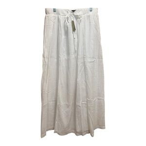 J.Crew White Cotton Midi Skirt Elastic Waist Drawstring Size M NWT